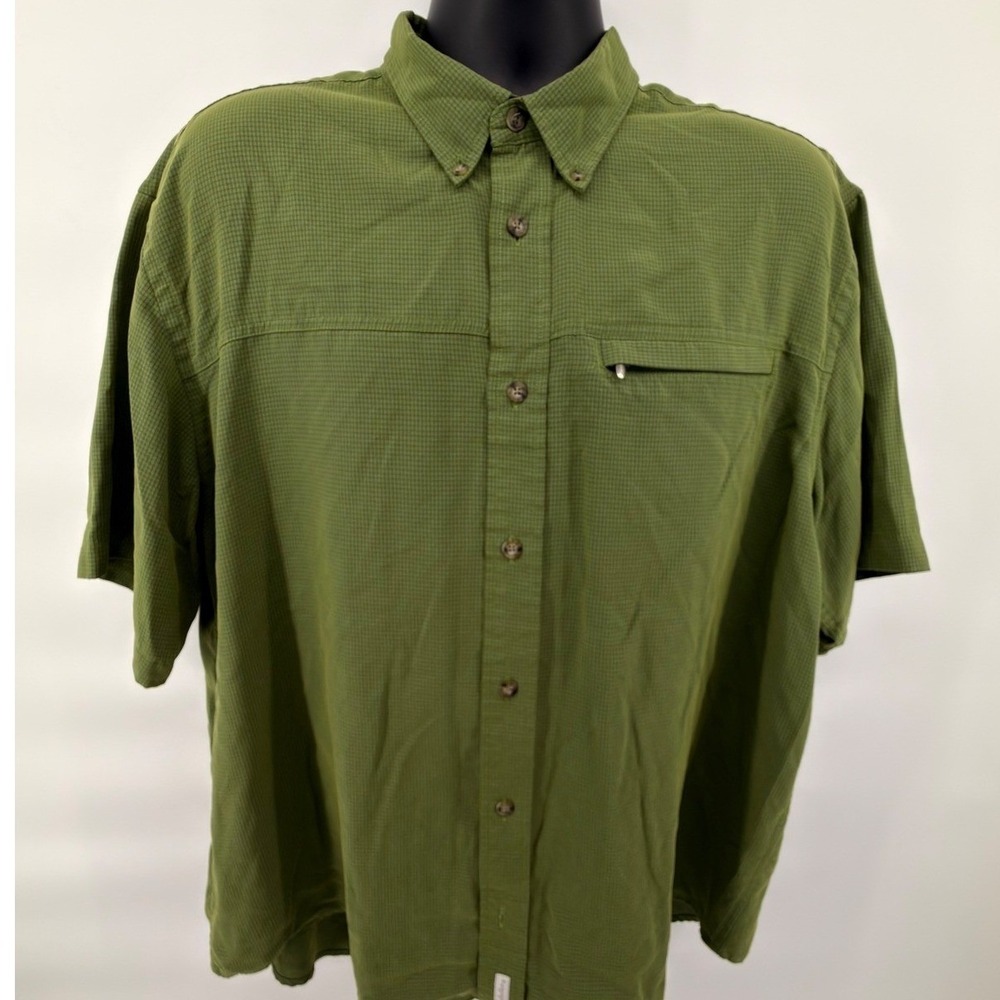 Cabela's Men's XL Green Plaid Short Sleeve Shirt Modal Blend Button Down Outdoor